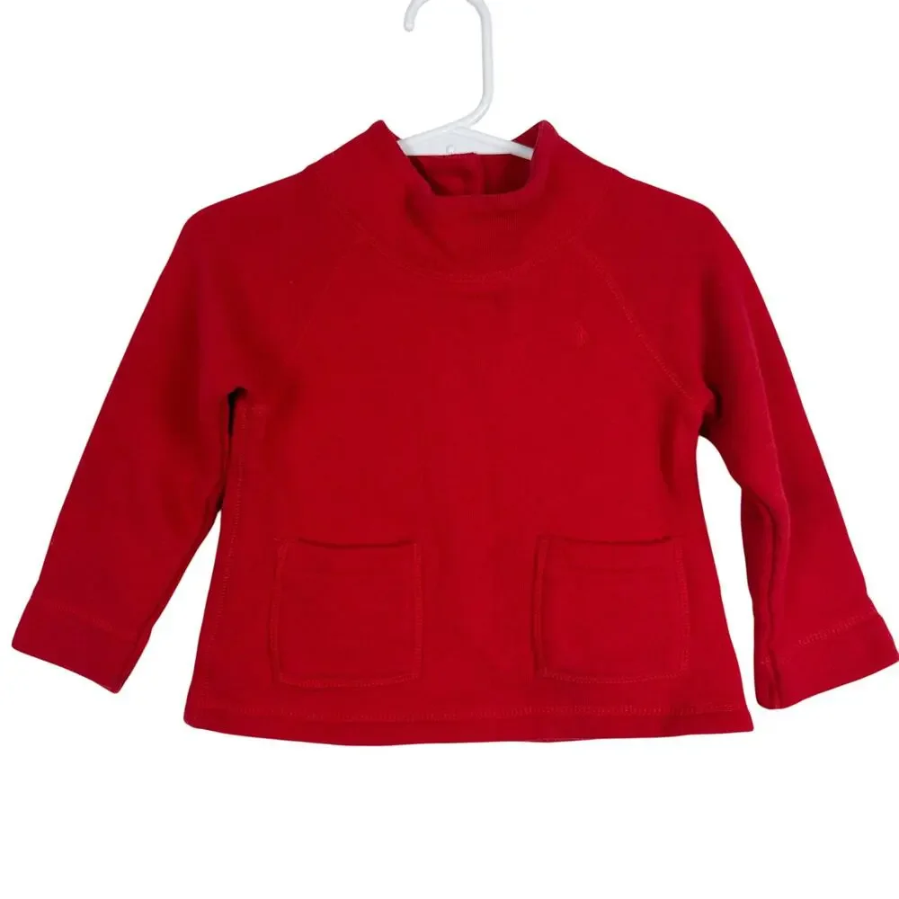 Ralph Lauren Baby Girl Mock Neck Sweater Red STAINS - 9-12 Months